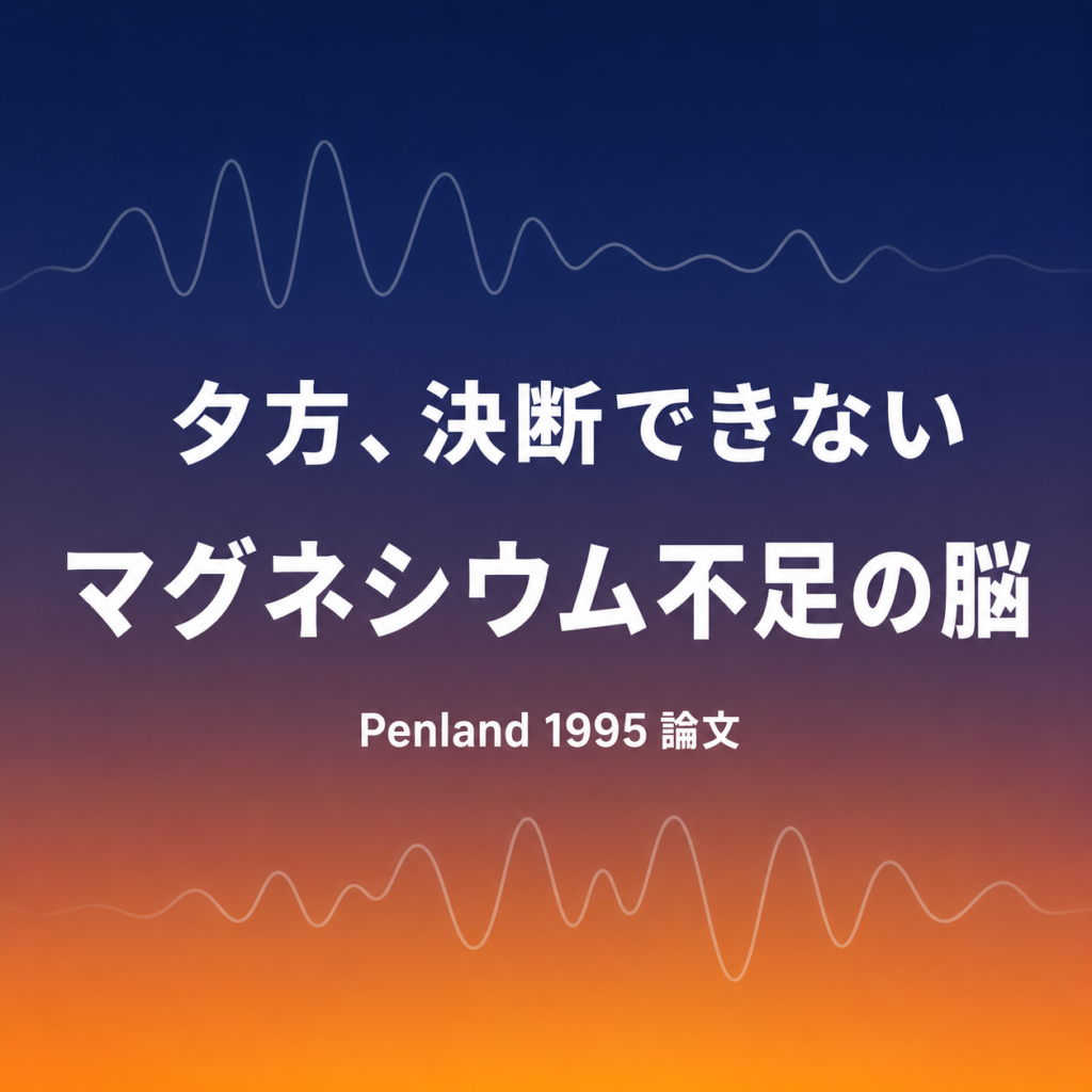 夕方になると決断できなくなる本当の理由 ｜ 1995年の論文が示した「マグネシウム不足の脳」